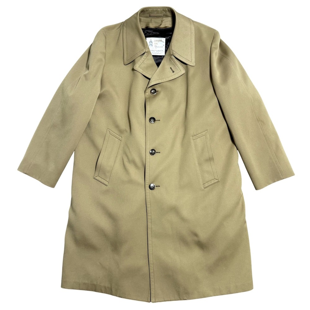 Vintage London Fog Coat‎ Mens 44 Regular Tan Maincoats Zip Out Liner Made USA